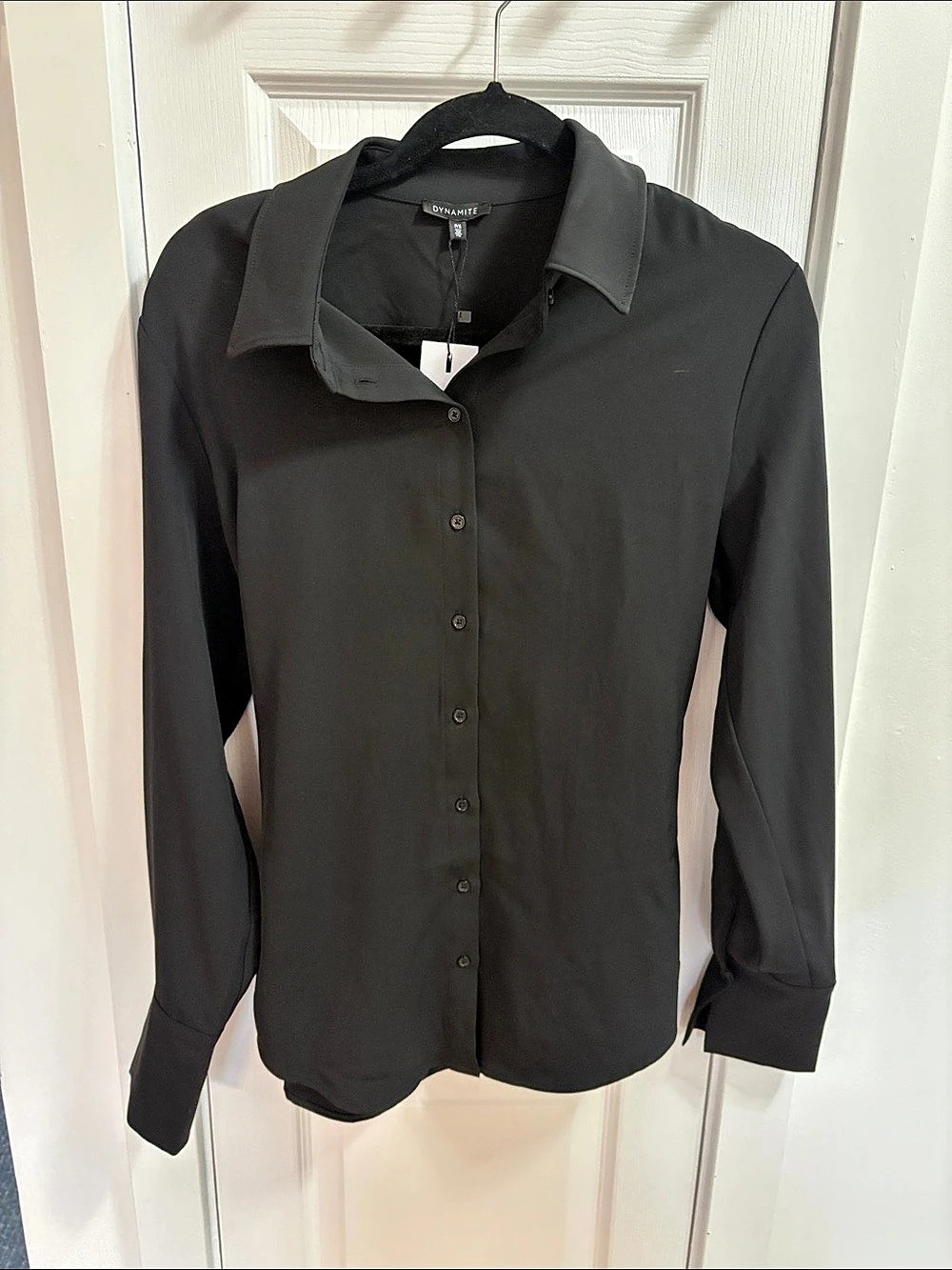 Dynamite Cinched Waist Fluid Blouse in Black P/S NWT
